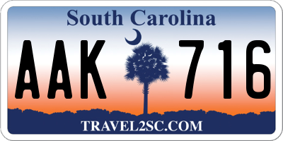SC license plate AAK716
