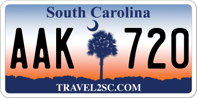 SC license plate AAK720