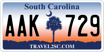 SC license plate AAK729