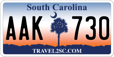 SC license plate AAK730