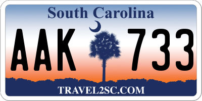SC license plate AAK733