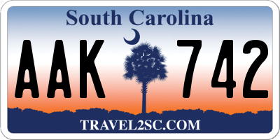 SC license plate AAK742
