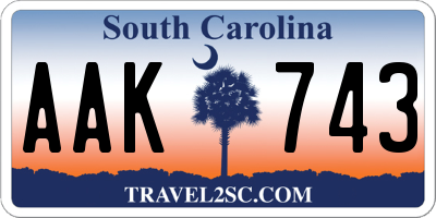 SC license plate AAK743