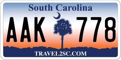 SC license plate AAK778
