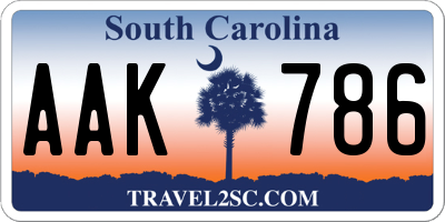 SC license plate AAK786