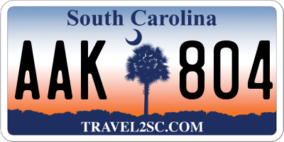 SC license plate AAK804