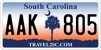 SC license plate AAK805