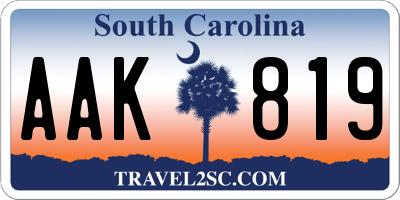 SC license plate AAK819