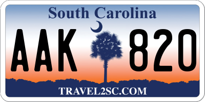 SC license plate AAK820
