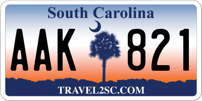 SC license plate AAK821