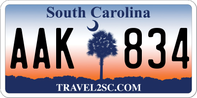SC license plate AAK834