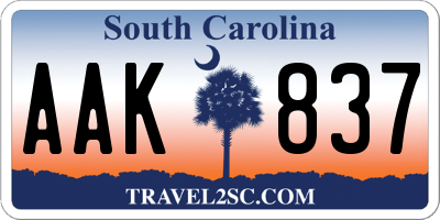 SC license plate AAK837