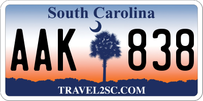 SC license plate AAK838