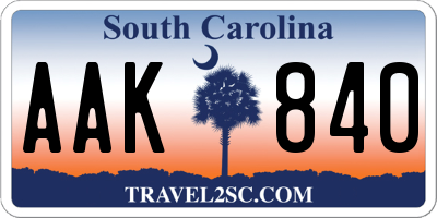 SC license plate AAK840