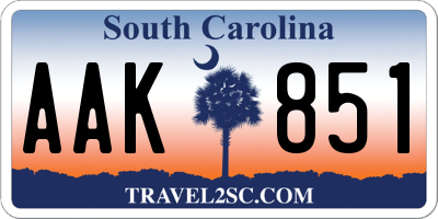 SC license plate AAK851