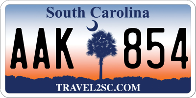 SC license plate AAK854