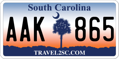 SC license plate AAK865