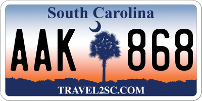 SC license plate AAK868