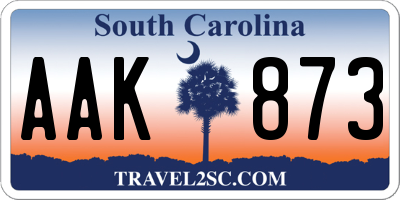 SC license plate AAK873