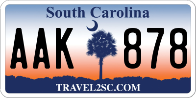 SC license plate AAK878