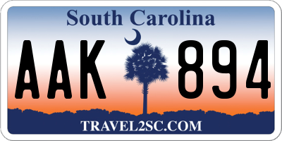 SC license plate AAK894