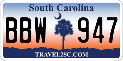 SC license plate BBW947