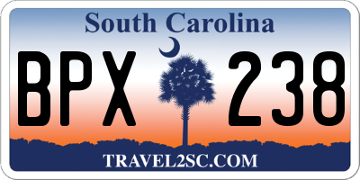 SC license plate BPX238