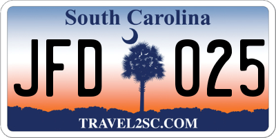 SC license plate JFD025
