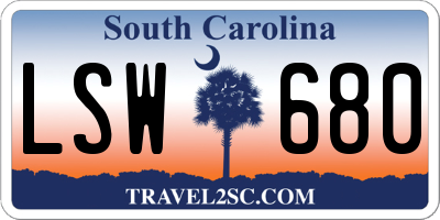SC license plate LSW680