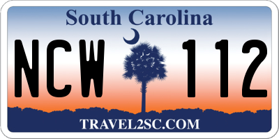 SC license plate NCW112