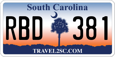 SC license plate RBD381