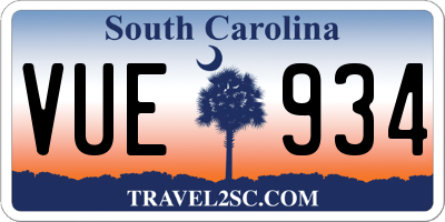 SC license plate VUE934