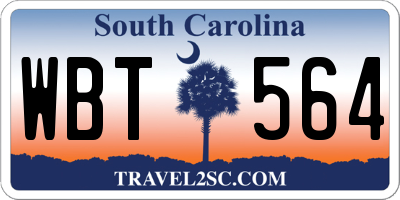 SC license plate WBT564