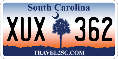 SC license plate XUX362