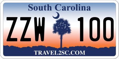 SC license plate ZZW100