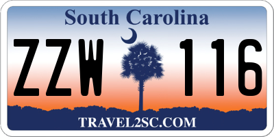 SC license plate ZZW116
