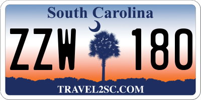 SC license plate ZZW180