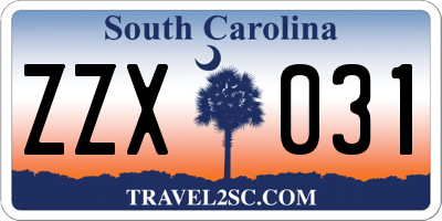SC license plate ZZX031