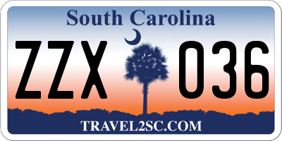 SC license plate ZZX036