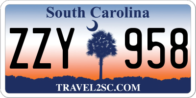 SC license plate ZZY958
