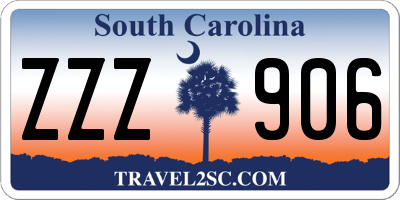 SC license plate ZZZ906