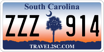 SC license plate ZZZ914