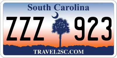 SC license plate ZZZ923
