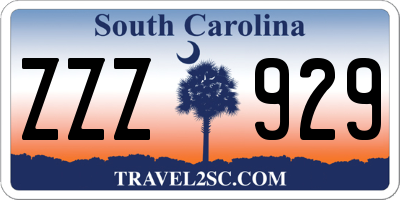 SC license plate ZZZ929