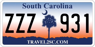 SC license plate ZZZ931