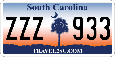 SC license plate ZZZ933