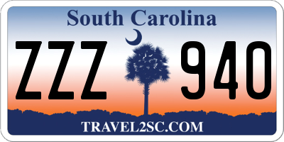 SC license plate ZZZ940