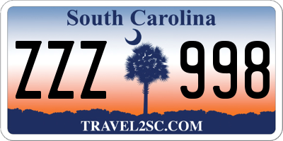 SC license plate ZZZ998