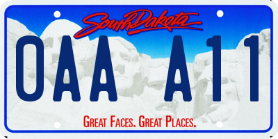 SD license plate 0AAA11