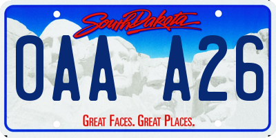 SD license plate 0AAA26